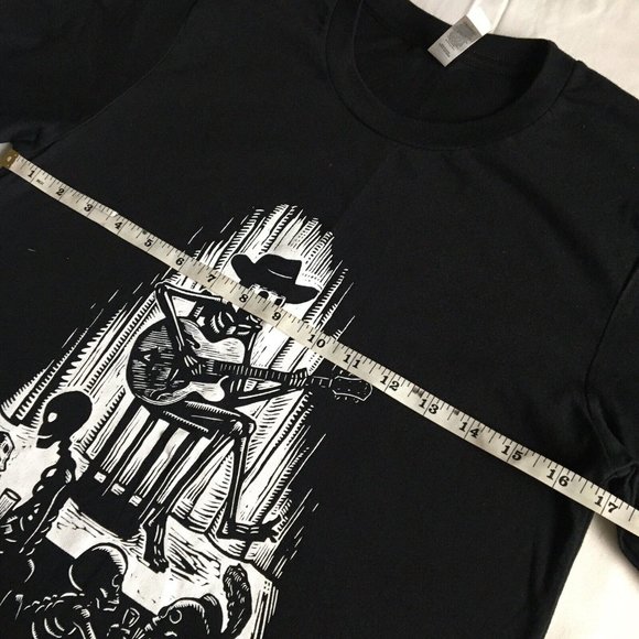 Skeleton Guitar‎ Bones Calavera Black T-shirt Size Small - Picture 4 of 6